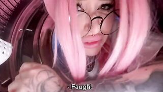 My stupid stepsister got stuck in the washing machine and I fucked her hard