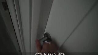 A stepson pushed his step mom’s ass with his cock and cum on her boobs