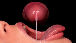 Sloppy blowjob ASMR with cock sucking and cum in mouth action