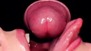 Sloppy blowjob ASMR with cock sucking and cum in mouth action