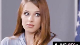 Redhead detective investigates Jillian Janson’s tight pussy in a steamy classroom scene