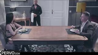 A swinger couple invites a guest for dinner and enjoy a threesome with her