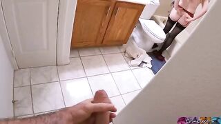 A hot stepmom got undressed after work and prepared for a shower