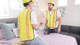 Petite Asian beauty thanks movers with her body and cum on face