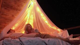 A romantic outdoor sex with a long foreplay and simultaneous orgasm