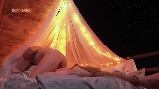 A romantic outdoor sex with a long foreplay and simultaneous orgasm