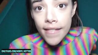 Petite teen Harmony Wonder gets her throat gagged and stuffed