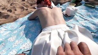 A couple has sex on the beach, no one around, just like in the old days
