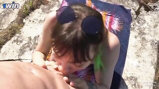 Nudist had to give blowjob to the guard of the fort for her freedom