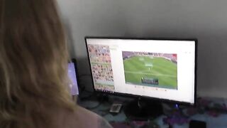 A teen girl gets fucked at home while playing video games with a guy