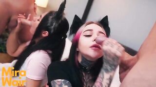 Two kitties get cum in ass, featuring daring Anna Batman
