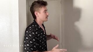 Two boys fucked two pretty babes on the bed with a surprising twist