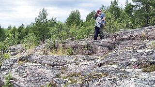 Sex in the stone age, a beautiful woman has sex in nature