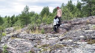 Sex in the stone age, a beautiful woman has sex in nature