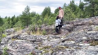 Sex in the stone age, a beautiful woman has sex in nature