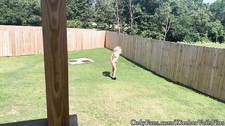 A quickie on the porch after getting naked in the backyard