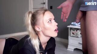 A stepmother saw her stepson's cock and asked to suck it, then fucked her
