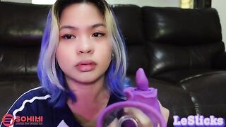 Playful Tina Slick wets her pussy using Sohimi Rose vibrator, a popular sex toy