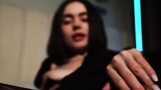 A hot girl with big boobs gets her pussy juiced up