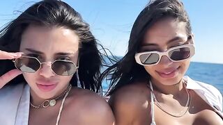 Two pretty girls seduced a boat captain to get his cum