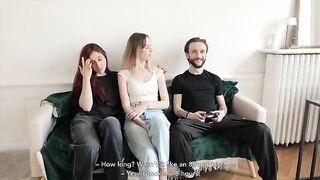 Two stunning French women share a passionate encounter with a lucky guy