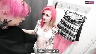 A cute girl was fucked in the dressing room by a sales consultant