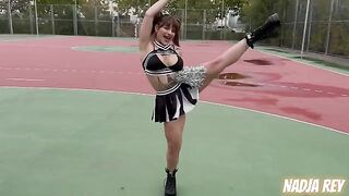 Cheerleader got fucked on the street and swallowed cum