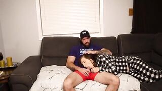 A stepson fucks his steaming-hot stepmom on the couch