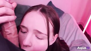 Schoolgirl sucks dick like a professional, no mistakes
