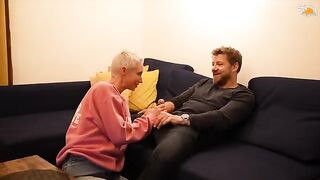A Polish couple gets wild on the balcony of their rented apartment, delivering a steamy facial cumshot scene