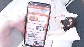 A Chinese woman with big tits gets caught masturbating and then gets fucked to squirt