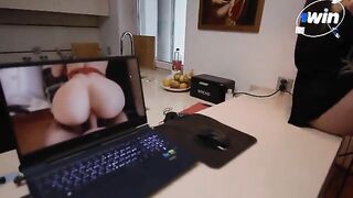 The cute slender girl fixed her laptop and got fucked hard