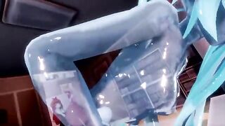 Miku's sex-minded service with a squishy, slime-like twist (Hentai MMD)