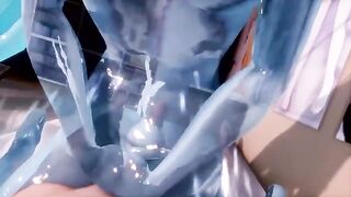 Miku's sex-minded service with a squishy, slime-like twist (Hentai MMD)