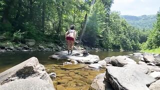 Amateur couple AmyGabe having outdoor fun and making love in the river