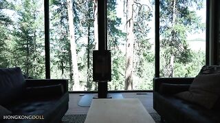 A girl lives in the woods alone and rubs herself