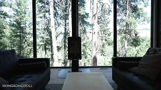 A girl lives in the woods alone and rubs herself