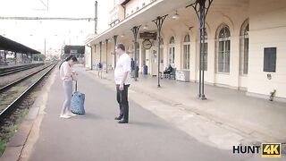Hunter meets a girl at the train station and fucks her for cash
