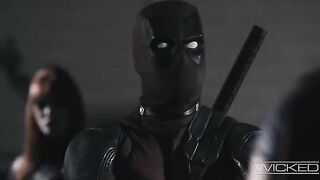Deadpool and Black Widow fuck with two cute girls in a steamy scene