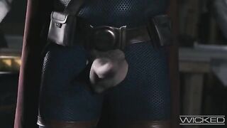 Deadpool and Black Widow fuck with two cute girls in a steamy scene