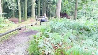 The pretty jogger is fucking with two guys in the forest