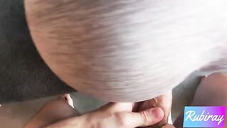 Fit babe does yoga, gets fucked doggy style in her ripped leggings, and receives a creampie