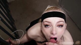 A blue-eyed girl was deeply fucked in the mouth