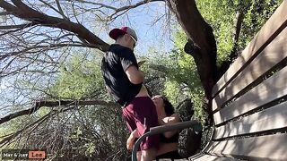 Busty Girl Almost Caught Having Sex by the Lake in Risky POV BJ Scene