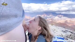 Epic hiking fucking with a big booty amateur blonde on top of a cliff - Horny Hiking POV 4