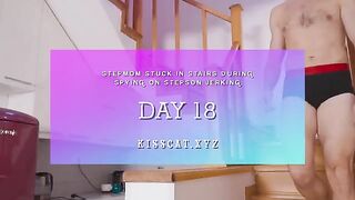 Pervert guy fucks his step mom in the stairs accidentally