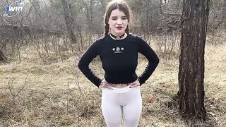 A hot chick is fucking with a guy in the forest, it’s hot!