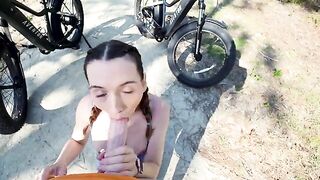 Petite cyclist takes huge tourist dick in her hole