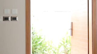 A hot threesome sex training with a cute girl on a villa