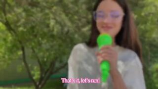 A pretty woman was walking in the forest and met a guy, who fucked her